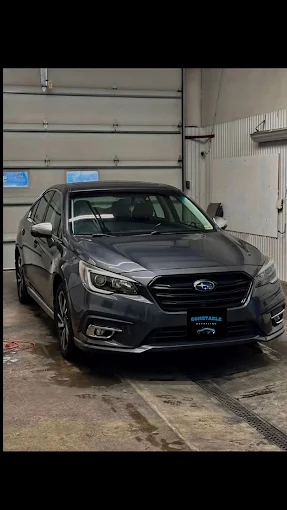 Subaru Legacy finished and gleaming in the Constable Car Detailing shop bay